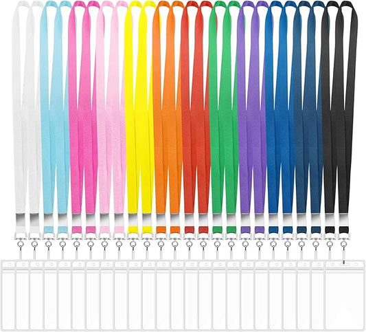 24 Pack Lanyards for ID Badges Cruise Lanyard for Ship Cards with Waterproof ID Badge Holder Cruise Essentials 2026 (Colorful)