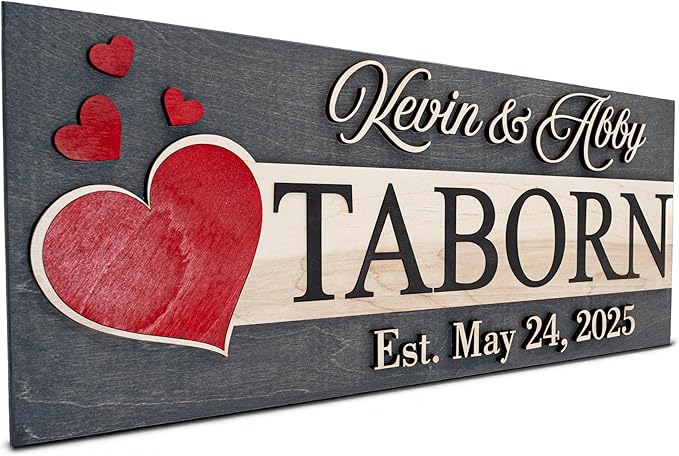 Custom Family Name Sign | Personalized Wooden Wedding Gift | Rustic Last Name Wood Plaque | Established Date Sign |Аnniversаrу (Taborn Style)