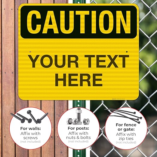 Custom Caution Sign, OSHA Sign, 24x30 Inches, 3M EGP Reflective .080 Aluminum, Fade Resistant, Indoor/Outdoor Use, Made in USA