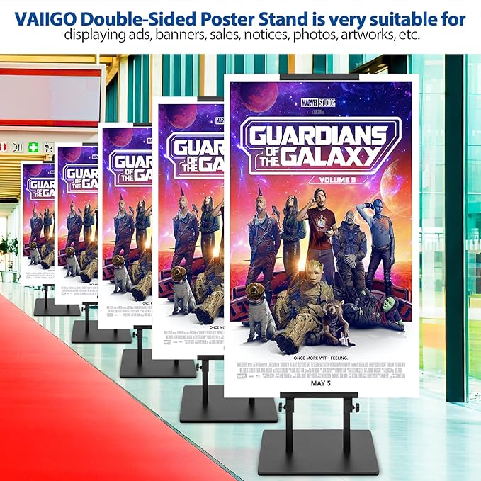 VAIIGO 2Pack Poster Stand for Display, Heavy Duty Floor Standing Sign Holder, Double-Sided Poster Board Stand, Adjustable Height Up to 80 inch, Outdoor Banner Stand for Board & Foam Display, Black