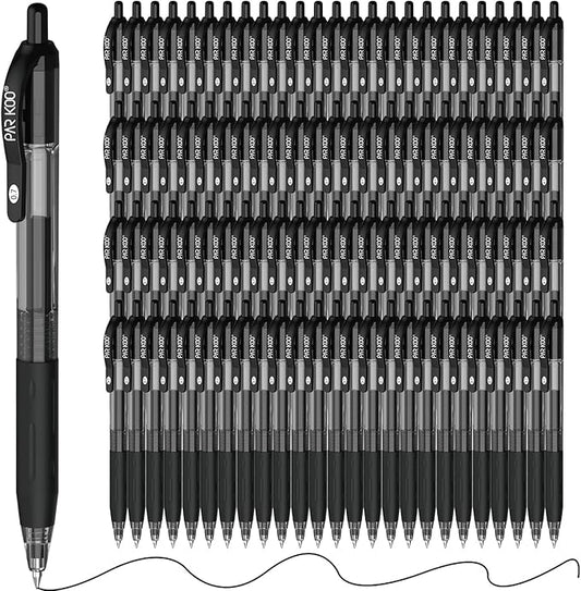 ParKoo Black Gel Pens, 100 Pack Quick Dry Retractable Medium Point 0.7mm Rollerball Gel Ink Pens Smooth Writing with Comfort Grip for Middle and High School Office Home
