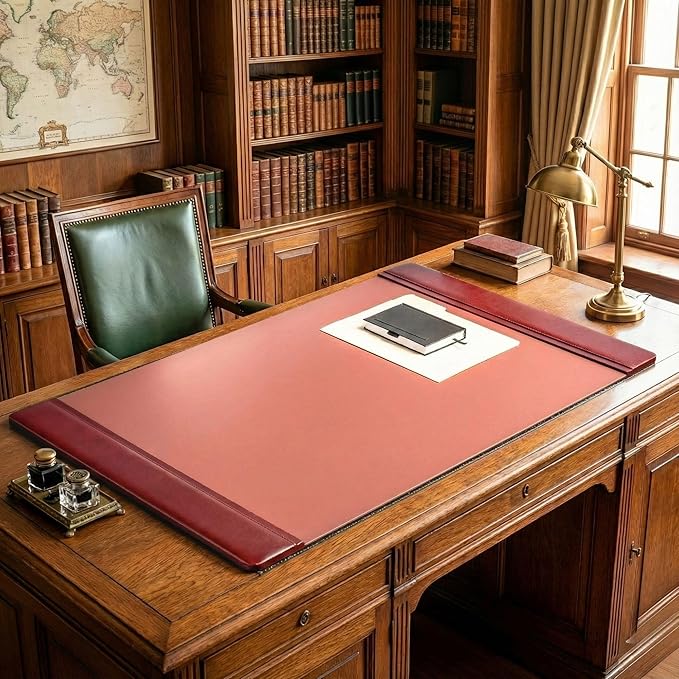 Dacasso Classic Leather Side Rail Desk pad, 38 x 24, Mocha