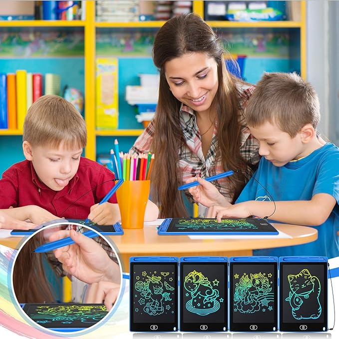 Zhehao 20 Pack LCD Writing Tablet for Kids: 8.5 Inch Colorful Drawing Doodle Boards - Reusable Erasable Doodle Board Educational Learning Toys Gifts for Toddlers Ages 3-8 Party Favors(Blue,Classic)