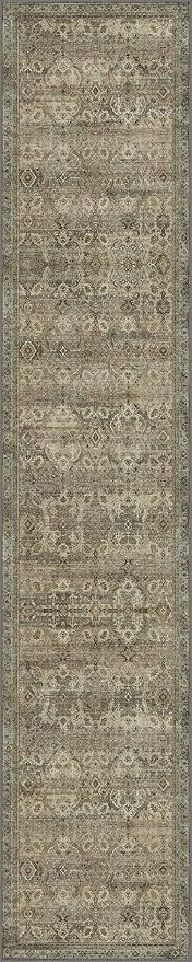 GENIMO 2x10 Runner Rugs for Hallway, Machine Washable Non Slip Vintage Rugs, Low Pile Lightweight Soft Print Rug for enrtyway, Corridor, Home Office, Kitchen, Green Khaki