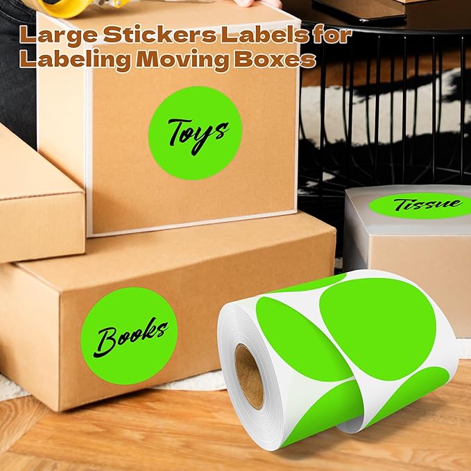 3 Inch Round Color Coding Labels (500 per Roll) - Colored Dot Stickers Round Labels for Inventory, Warehouse, Office Organizing - Light Green Circle Stickers