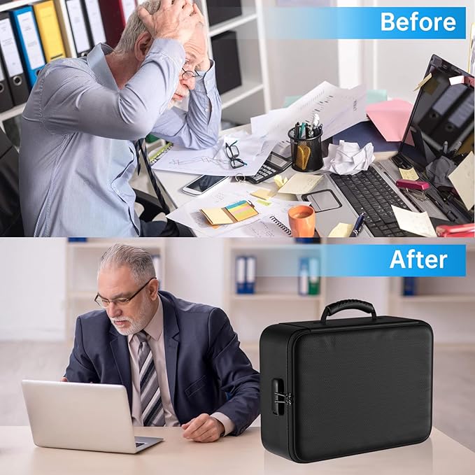 ENGPOW 5200°F Fireproof Document Bag with Lock, Upgraded Heat Insulated Fireproof Box 8 Layers File Organizer, Portable Home Travel Safe Storage for Important Documents,Passports,Laptop, Black(Soft)