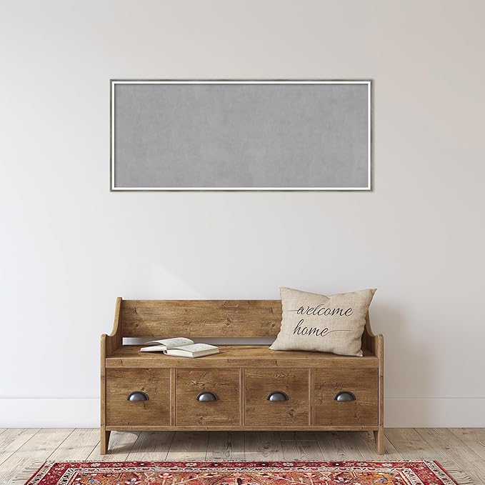 Amanti Art Silver Framed Magnetic Board 21x49 Oversize Vision Board for use with Magnets, 100% Metal Sheet to Display Items as Office Decor or for Home Organization in mudroom, Kitchen or Kids Room