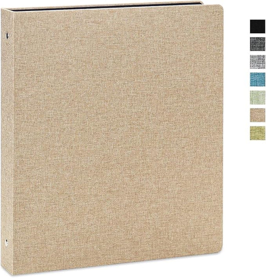 Vienrose 3 Ring Binder 1 Inch Round Rings with Linen Fabric Cover, Fits 8.5 x 11 Inch Paper, Durable Organizer for School, Office, Home, Recipes, Khaki
