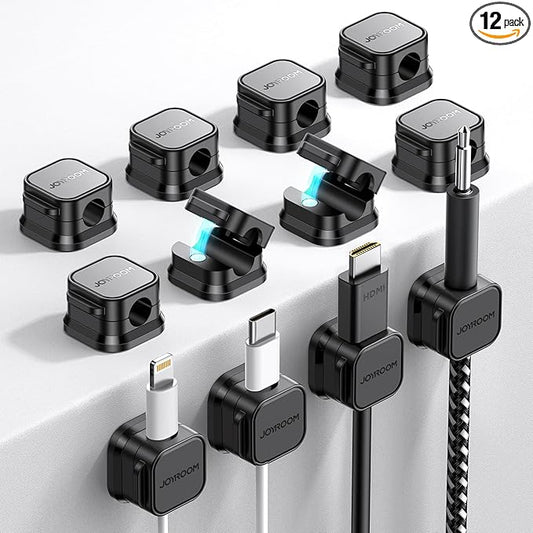 12 Pack Magnetic Cable Management Clips, Phone Electric Charging Cord Holder, Desktop Cord Organizer, Adhesive Cable Organizer Keeper for Home Kitchen Office Desk Outdoor Wall Car Bedroom Nightstand