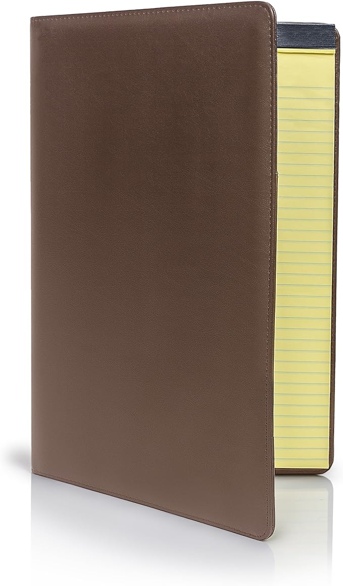 Legal Size Padfolio, 8.5 x 14 Inch Portfolio Folder for Legal Pad, Professional Padfolio for Job Interviews, Business Meetings, and Attorneys (Dark Brown)