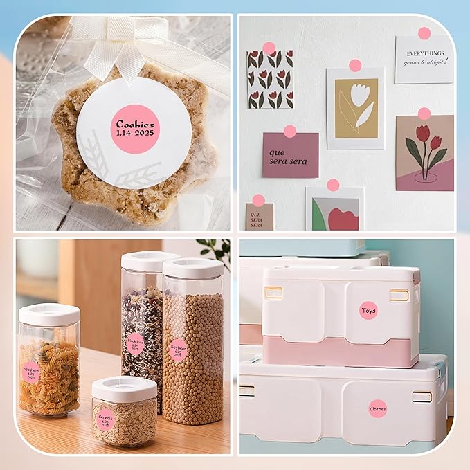 1 Inch Round Color Coding Labels, 1000 PCS Per Roll Pink Color Coded Dot Stickers, Round Color Dot Labels for Organizing, Filing, and Storage