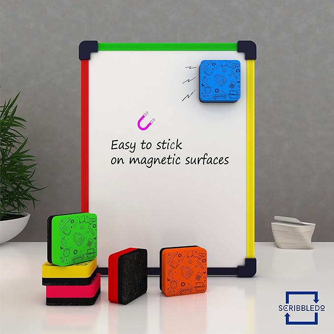 12 Pack Dry Erase Erasers Assorted Colors Magnetic Whiteboard Erasers for Kids and Students - Smudge Free Small Dry Erase for Classroom Home, School and Office