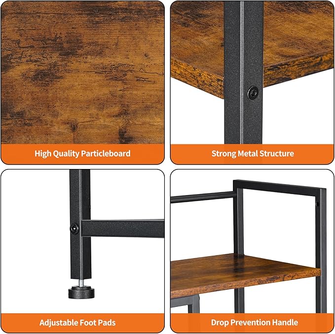 Snughome Desk Shelf, 38.6" Desktop Organizer Shelf, Desk Hutch for Computer Monitor, 4 Tier Desk Display Rack, Wood Desktop Bookshelf Storage Rack for Home Office Dorm, Rustic Brown | Desk Hutch, Computer Monitor, Desktop Display Rack, Home Office Dorm