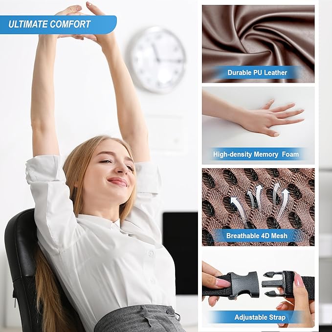 Lofty Aim Memory Foam Lumbar Support Cushion Relieves Lower Back Pain for Car Seat, Office Chair, and Wheelchair, 4D Mesh, Brown