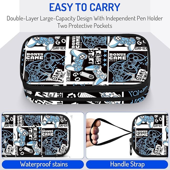 Fitvc Large Pencil Case for Boys,Gamer Boys Pencil Pouch for Kids Teens School,Large Capacity Pen Box Marker Organizer for School