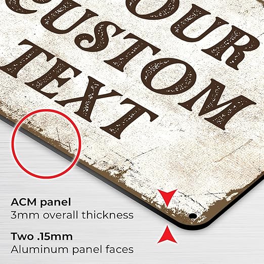 Rustic Custom Sign, Personalized Metal Signs, Gift for Chritmas, Man Cave, Indoor and Outdoor Use 10x7 Inches, ACM, Fade Resistant, Made in the USA