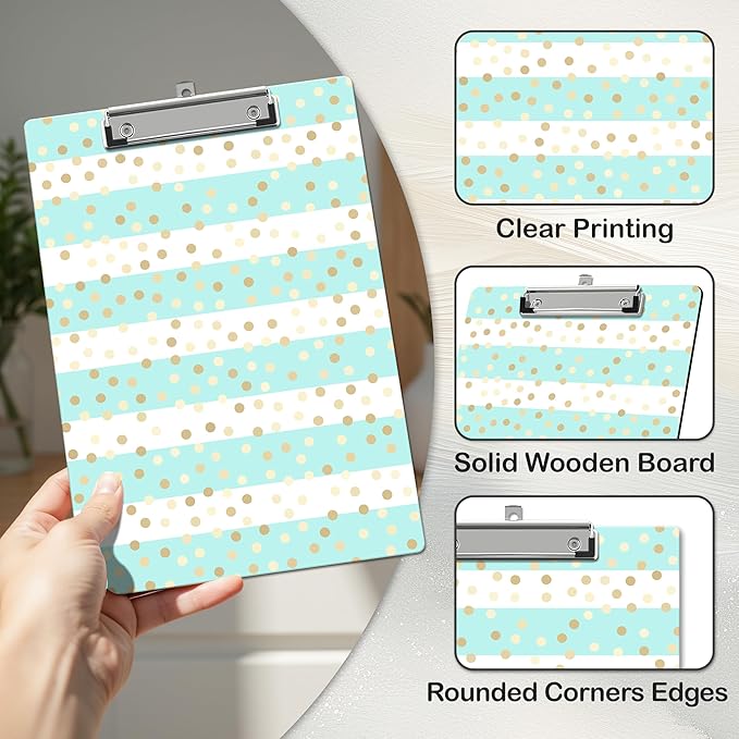 APIILVPQ Cute Clipboard, Glitter Clipboards with Low Profile Clip for Office School Use, Personalized Wooden Clip Boards for Nurses Teachers Students - C01