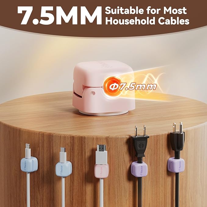 Yocice 12Pack Rotatable Cord Organizer,Spring Cable Clips Desk Cable Management Cord Holder Adhesive Phone Charger Cord Clips for Home Office Car Wall Nightstand Accessories, Multicolor