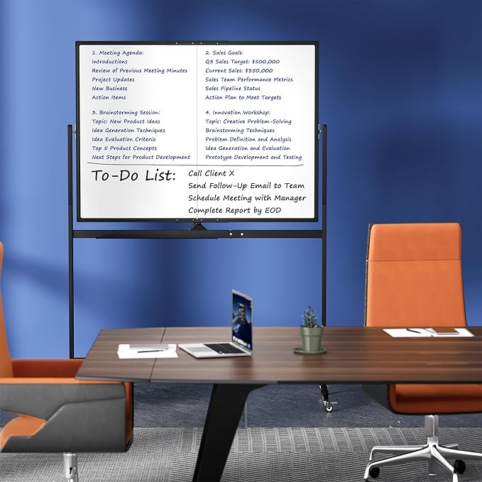 Neatsure Large Rolling Whiteboard on Wheels, 48" x 36" Double-Sided Mobile White Board with Stand, 4' x 3' Portable Standing Magnetic Dry Erase Board Easel for Home Office Classroom School, Black
