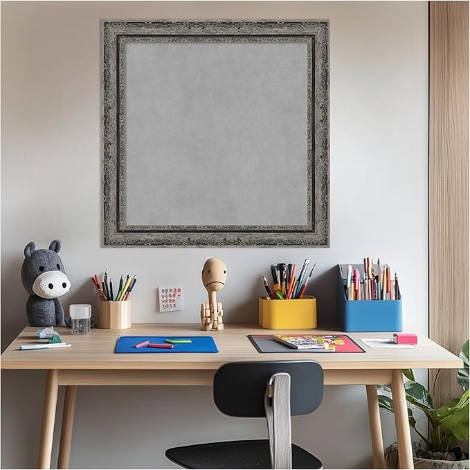 Amanti Art Black Framed Magnetic Board 24x24 Medium Vision Board for use with Magnets, 100% Metal Sheet to Display Items as Office Decor or for Home Organization in mudroom, Kitchen or Kids Room