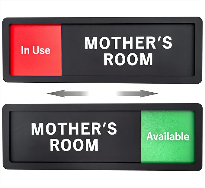 Mother's Room Sign – Privacy In Use / Available Slide Switch Sign, Premium Durable Acrylic Material, Super Strong Self-Adhesive, Quick Installation, Suitable For Your Home And Business ( 9×3 Inches, Black)