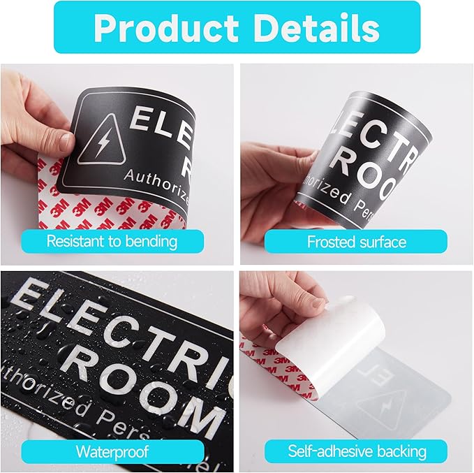 Electrical Room Door Sign for Business，Self-Adhesive Durable Modern Electrical Closet Room Sticker for Home, UV and Weather Resistant Authorized Personnel Only Signs for Business ，Workplace