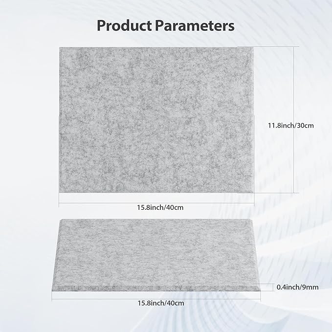 Amantech 12 Pack Acoustic Panels Self Adhesive Sound Proof Foam, High Density Sound Acoustic Panel, 16X12X0.4 Inch 4:3 Rectangle Panels in Home, Office, Reccording Room, Studio,more(Silver Gray)