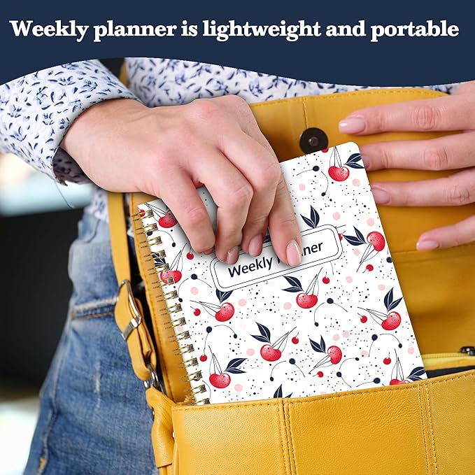 Undated Weekly Planner- Weekly Goals Notebook, A5 To Do List Planner, Habit Tracker Journal with Spiral Binding（Flower-1）