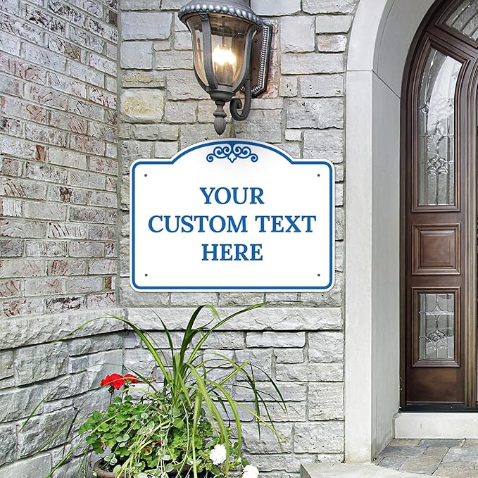 Custom Decorative Sign, Personalized Metal Sign for Business, Driveway, Home, Airbnb, Office Door Plaque, Blue Light Sign, 18x24 Inches, ACM, Fade Resistant, Made in USA by Sigo Signs