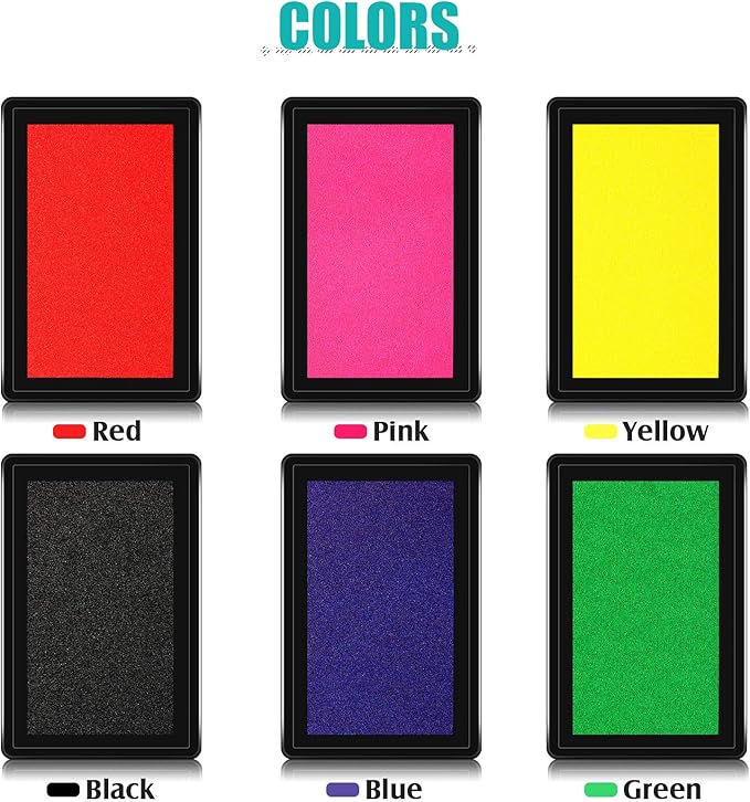 Outus 6 Pieces Reusable Ink Pad for Baby Footprint Handprint Paw Print, Non-Toxic Ink Pad, Feet and Hands Stamp for Boys and Girls Christmas New Year, 6 Colors(Fresh Color)