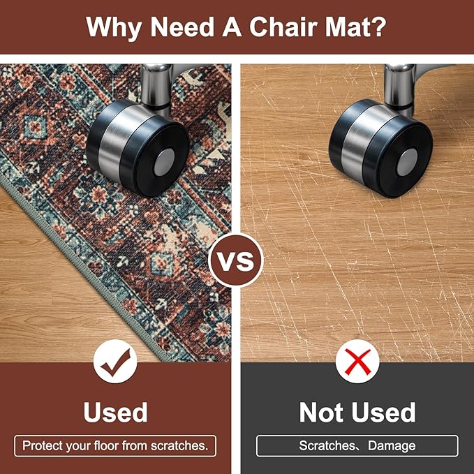 Anidaroel 46"x72" Large Chair Mat for Hardwood Floor/Tile Floor, Desk Chair Mat for Hard Floors, Under Desk Rug Protector for Rolling Chair, Low Pile Carpet Floor Mat for Home Office