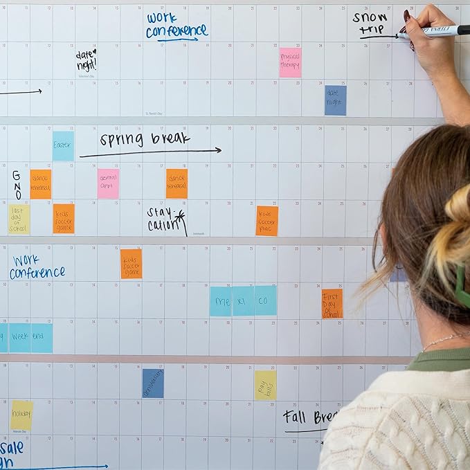 Own the Year GIANT UNDATED Wall Calendar | 4ft x 3ft Full-Year Reusable Dry Erase Planner, Jumbo Whiteboard Wall Calendar with Markers, Includes Stickers & Mounting Kit, Large Quarterly Layout for Home or Office