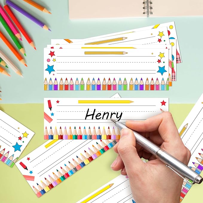 Name Tags for Classroom Cubbies, 30 Colorful Name Plates for Desks, Back to School Self Adhesive Name Tags Sticker for Teachers Elementary - A09