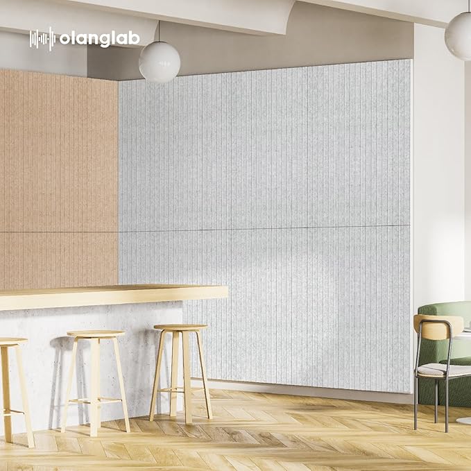 Olanglab Acoustic Wall Panels 10 Pack, 48 x 24 per Acoustic Panels Sound Absorbing, Decorative Sound Panels for Home Studio and Office, Khaki