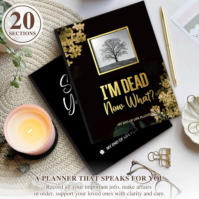 Lanpn I'm Dead, Now What Journal, End of Life Planner Death Book Organizer with Tabs, When I Die Planning Journals for Senior, Final Wishes & Financial Estate Planners, Leather Hardcover