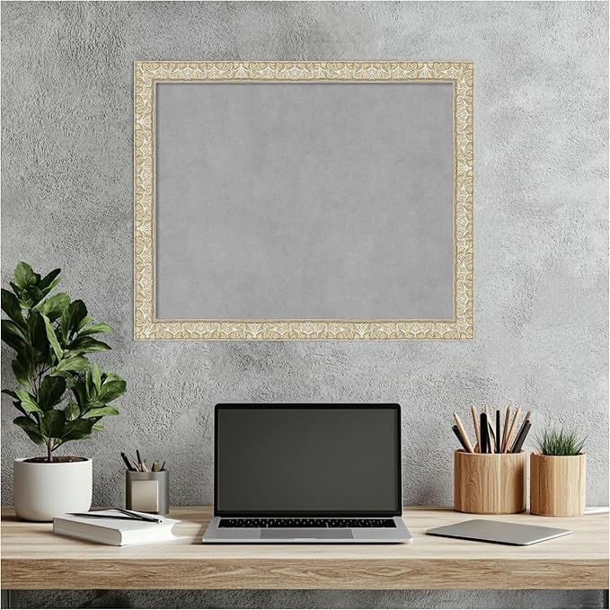 Amanti Art Silver Framed Magnetic Board 18x22 Small Vision Board for use with Magnets, 100% Metal Sheet to Display Items as Office Decor or for Home Organization in mudroom, Kitchen or Kids Room
