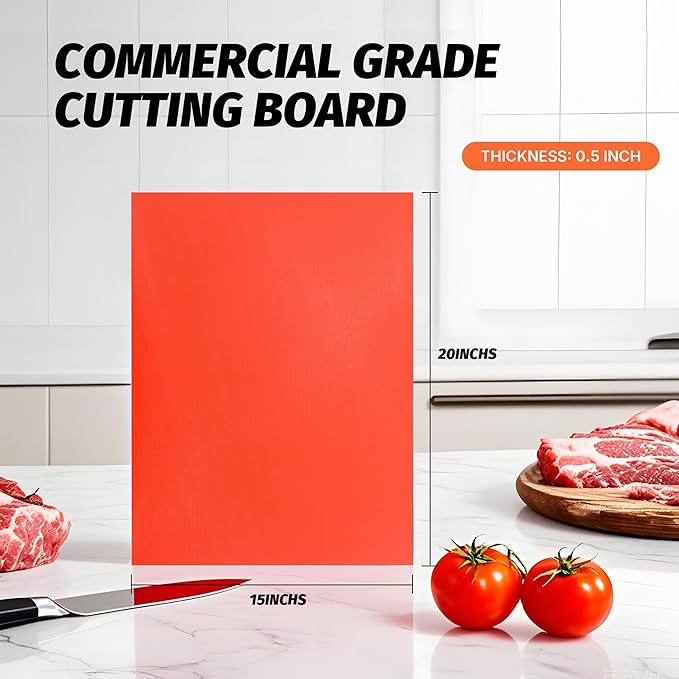 CLIVIA Commercial Grade Cutting Board for Kitchens,Plastic Chopping Board, 20 x 15 x 1/2 Inch, Multi-Color 6 of Pack Set,NSF Certified,for Vegetable Meat or Cheese
