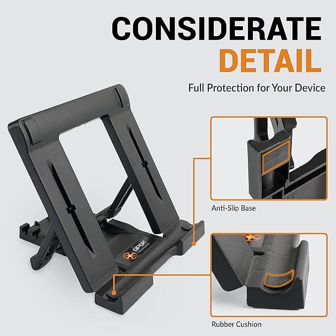 Portable Tablet Stand for Desk, Multi-Angle iPad Holder, Non-Slip Base, Foldable & Travel-Friendly for iPad, iPhone, Kindle, Galaxy Tablets