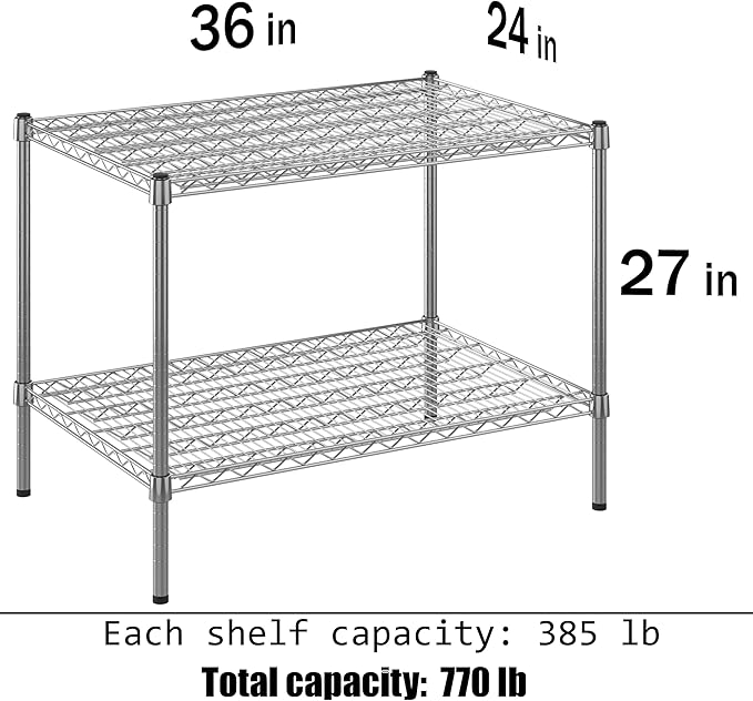 Regal Altair 24" Deep x 36" Wide x 27" Height Wire Shelving Kit | 2-Tier | NSF Commercial Storage Rack Unit