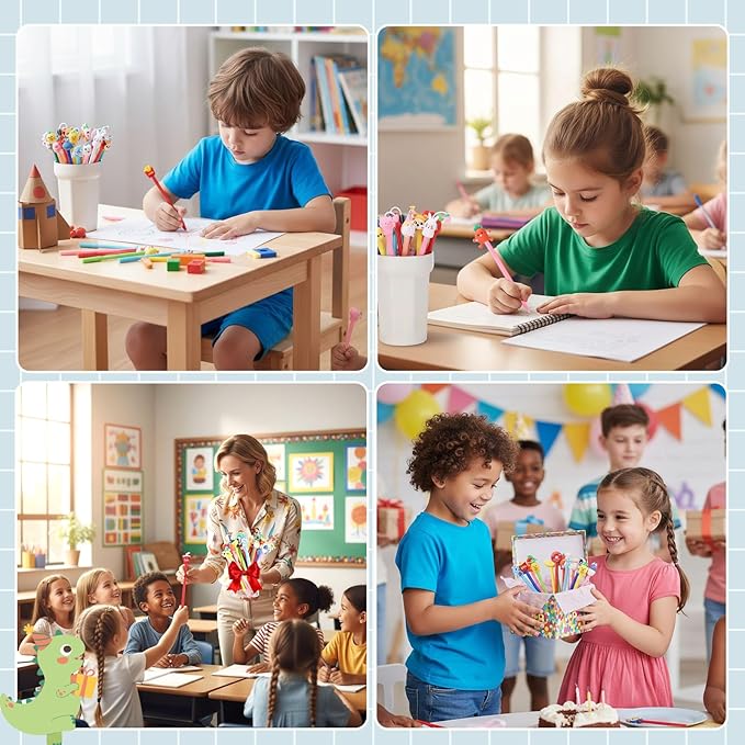 BESARME 30 PCS Cartoon Fun Pens for Adults, Cute Pens Bulk Gel Pen Prizes Classroom Rewards School Office Home Birthday Valentine's Day Classroom Gift Exchange Party Favors Goodie Bag Stuffers