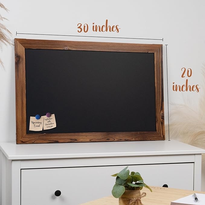 Loddie Doddie Magnetic Chalkboard Sign - 20 x 30 in Rustic Wood Frame - Easy-Erase Surface & Magnet Display - Magnetic Chalkboard Calendar - Rustic Magnet Board