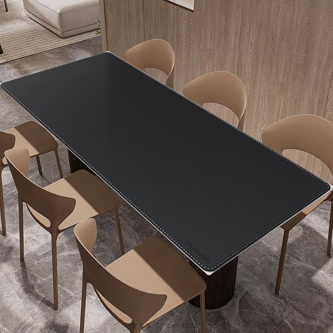 CENNBIE Leather Desk Mat Protector, XXL 74.8" x 31.4" Extra Large Leather Office Desk Pad Mat for Full Desk, Computer Desk Mat on top of desks - Oversized Large Mouse Pad (Black)