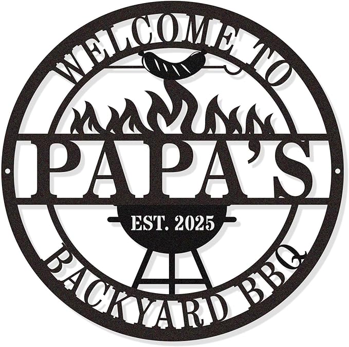 Personalized BBQ Grill Sign Custom Metal Outdoor Kitchen Decor Grill Master Name Sign Backyard Barbecue Zone Sign for Patio Man Cave Grilling Area Gifts for Him