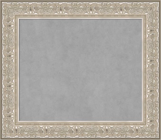 Amanti Art Silver Framed Magnetic Board 27x31 Medium Vision Board for use with Magnets, 100% Metal Sheet to Display Items as Office Decor or for Home Organization in mudroom, Kitchen or Kids Room