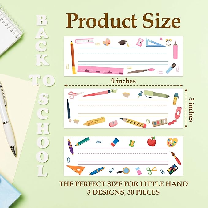 30 Name Tags for Classroom Cubbies, 3x9 in Colorful Name Plates for Desks, Classroom Must Haves for Teachers Elementary - A05