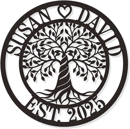 HYTSIGN Personalized Tree of Life Metal Sign, Custom Tree of Life Wall Art, Medium Size, Metal Material, Perfect for Wall Decor, Home Gifts Indoor and Outdoor, Wedding, Anniversary, Couple, Family