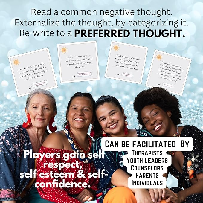 Redirect for Women Cards – Turn Automatic Negative Thinking (Ants) to Positive Affirmations to Improve Healing, Self-Esteem & Decrease Depression, Anxiety, Stop Intrusive Thoughts