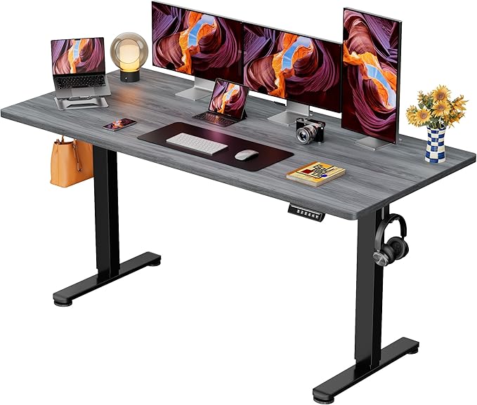 ErGear Electric 71 x 30 inch Standing Desk Workstation, Large Sit Stand up Desk, Memory Computer Home Office Desk, (Grey) Ships in One Box