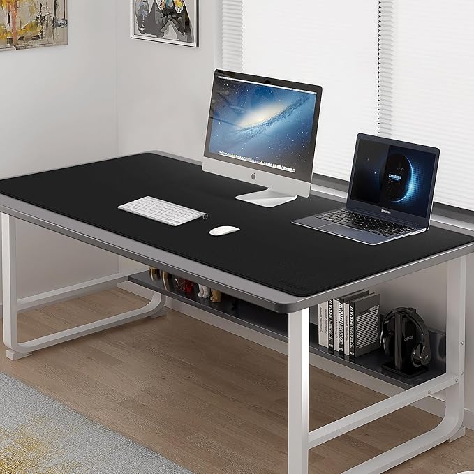 Mydours Extra Large 59" x 24" PU Leather Desk Pad, Desk Mat for Keyboard & Mouse, Premium Office Desk Protector with Stitched Border, Waterproof Surface for Home Office & Gaming Setup (Black)