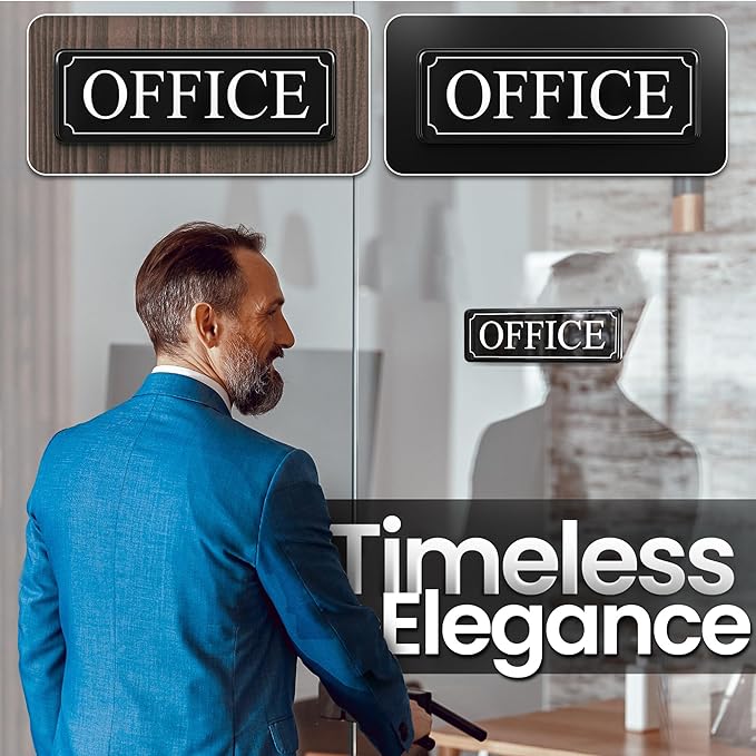 MolnijaPro - The Office Door Sign for Your Home and Business with Bigger Letters - Bright Acrylic Self-Adhesive Sign 9×3 in with Double Sided 3M Tape - Quick and Easy Installation Without Any Tools